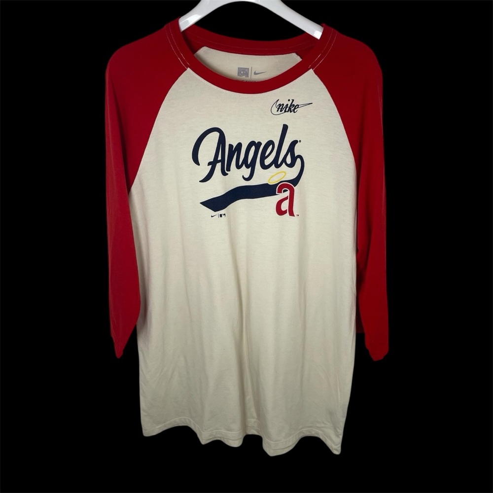 Red and White Angels‎ Raglan Baseball Tee, L